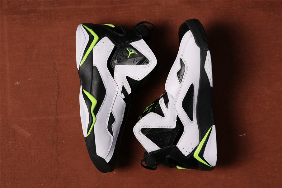 Men Air Jordan 7.5 Black White Fluorscent Green Shoes